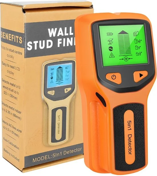 Scanner de Parede 5 em 1 com LCD para madeira, metal e fios energizados