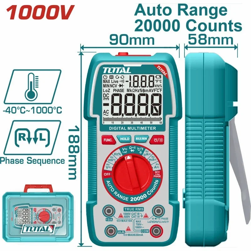 Multímetro True RMS profissional 1000 V Total TMT5410003