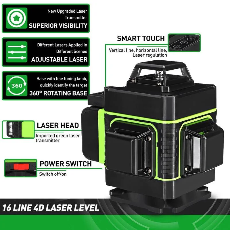 Nível Laser 360° 16 linhas verde autonivelante